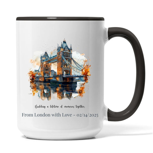 Personalized London Tower Bridge Watercolor Print - Custom Anniversary Gift Valentine's Day Decor 2025. - MOMIMA