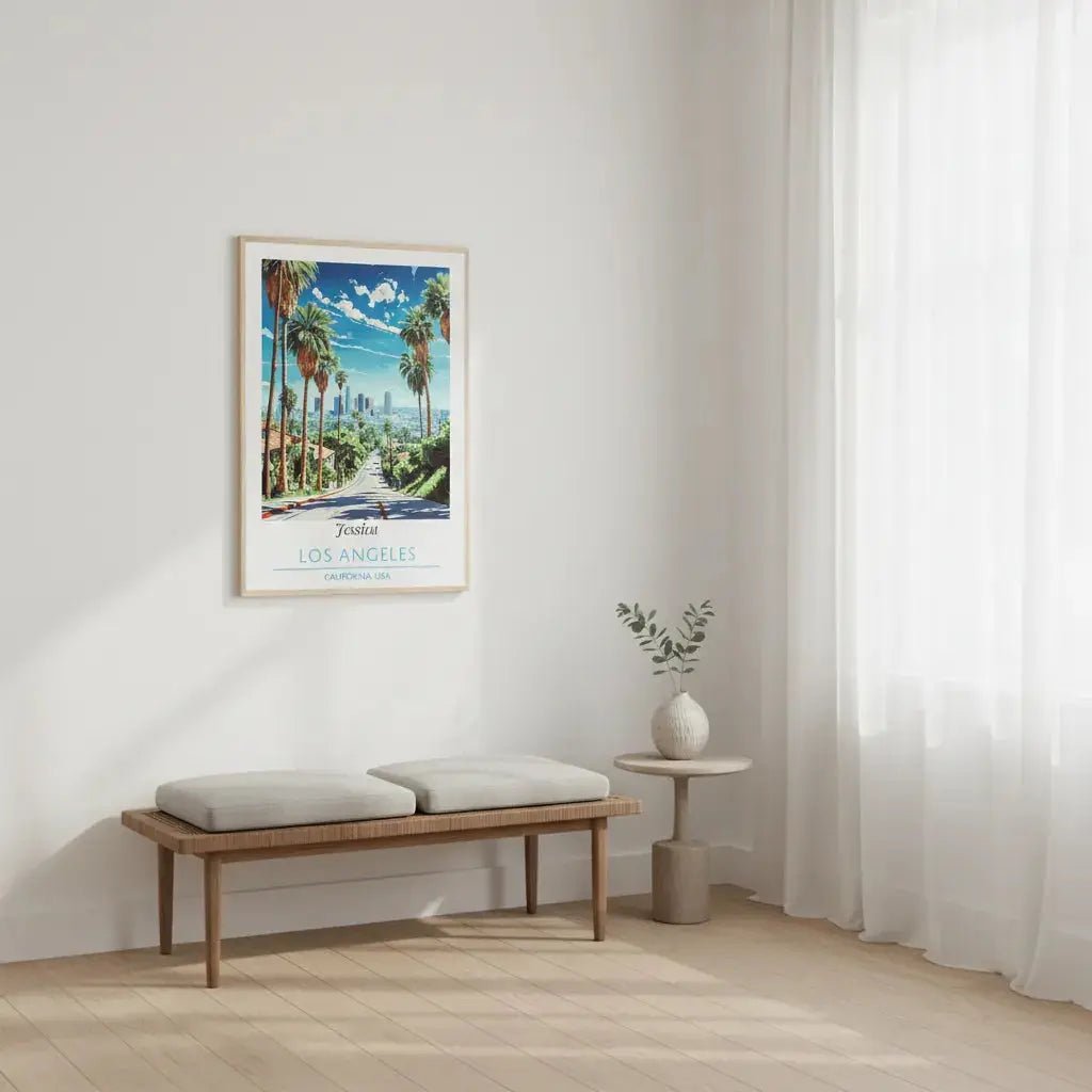 Personalized Los Angeles Travel Poster - Custom Name California Wall Art - MOMIMA