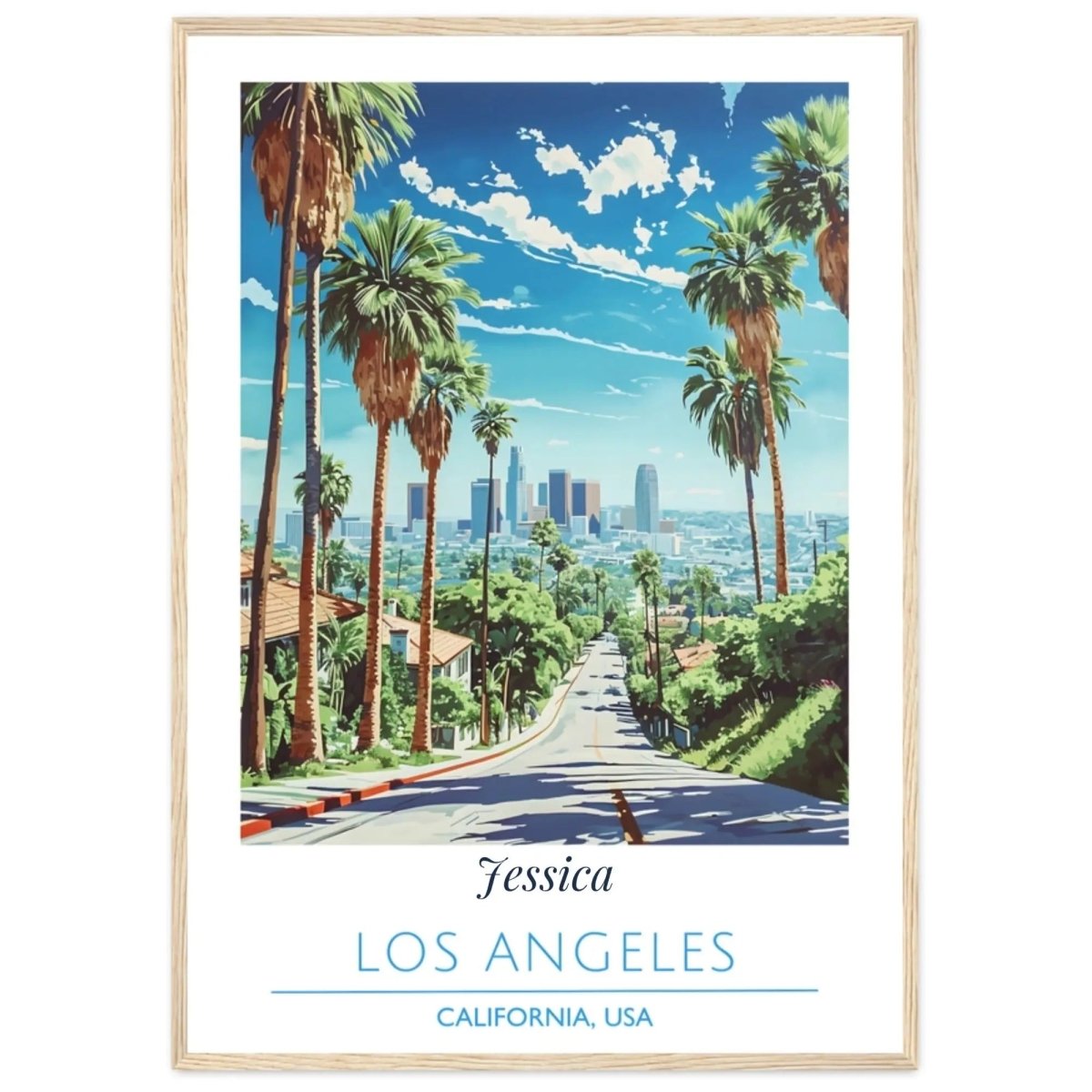 Personalized Los Angeles Travel Poster - Custom Name California Wall Art - MOMIMA
