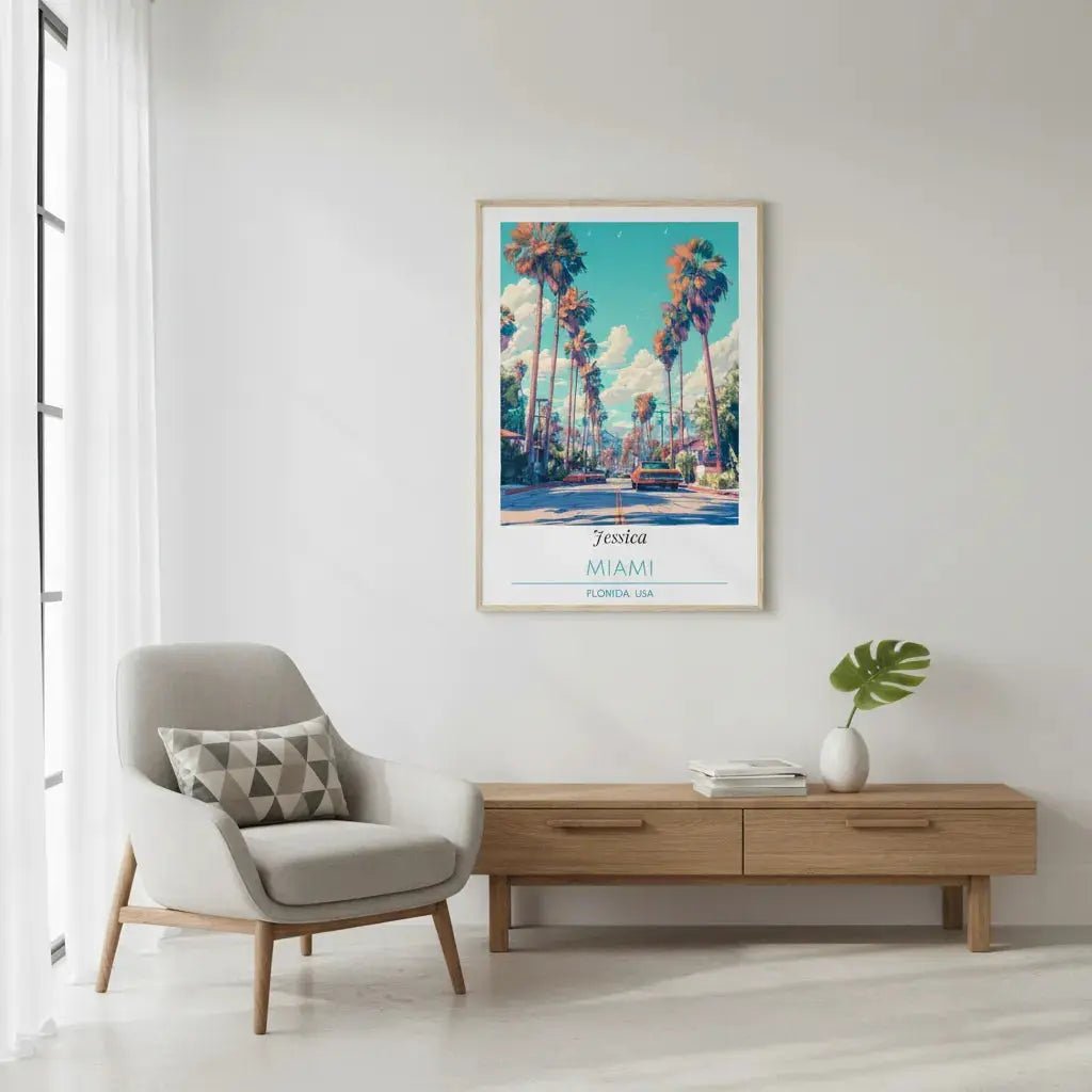 Personalized Miami Florida Poster - Retro Custom Name Wall Art - MOMIMA