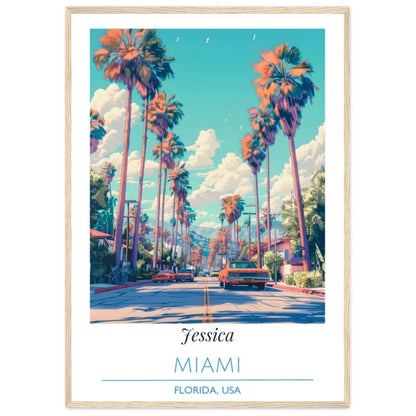 Personalized Miami Florida Poster - Retro Custom Name Wall Art - MOMIMA