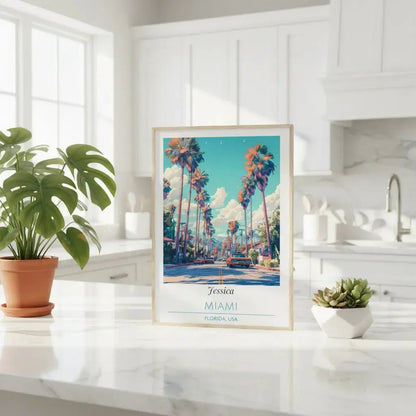 Personalized Miami Florida Poster - Retro Custom Name Wall Art - MOMIMA