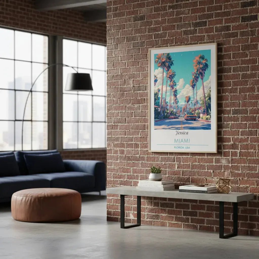 Personalized Miami Florida Poster - Retro Custom Name Wall Art - MOMIMA