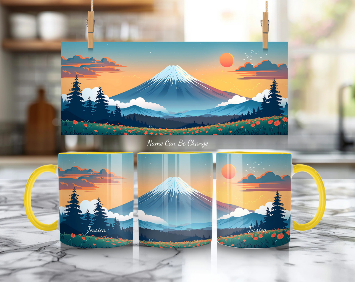 Personalized Mount Fuji Mug – Japan 'Land of the Rising Sun' Art - MOMIMA