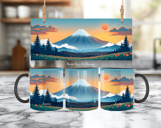 Personalized Mount Fuji Mug – Japan 'Land of the Rising Sun' Art - MOMIMA