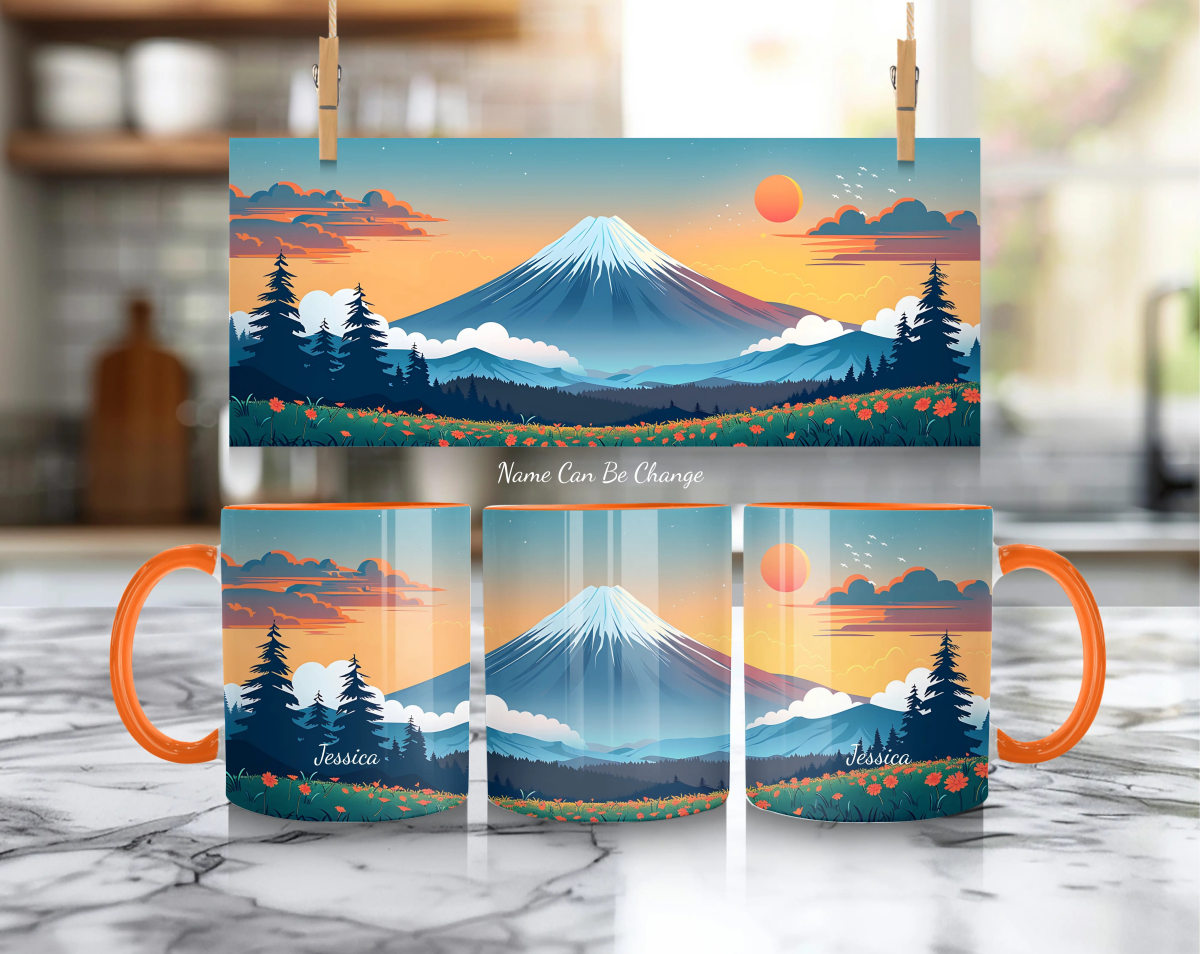 Personalized Mount Fuji Mug – Japan 'Land of the Rising Sun' Art - MOMIMA