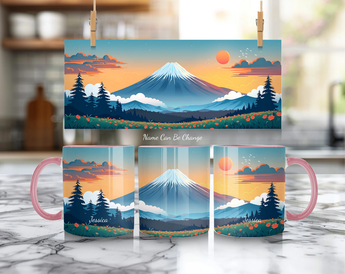 Personalized Mount Fuji Mug – Japan 'Land of the Rising Sun' Art - MOMIMA