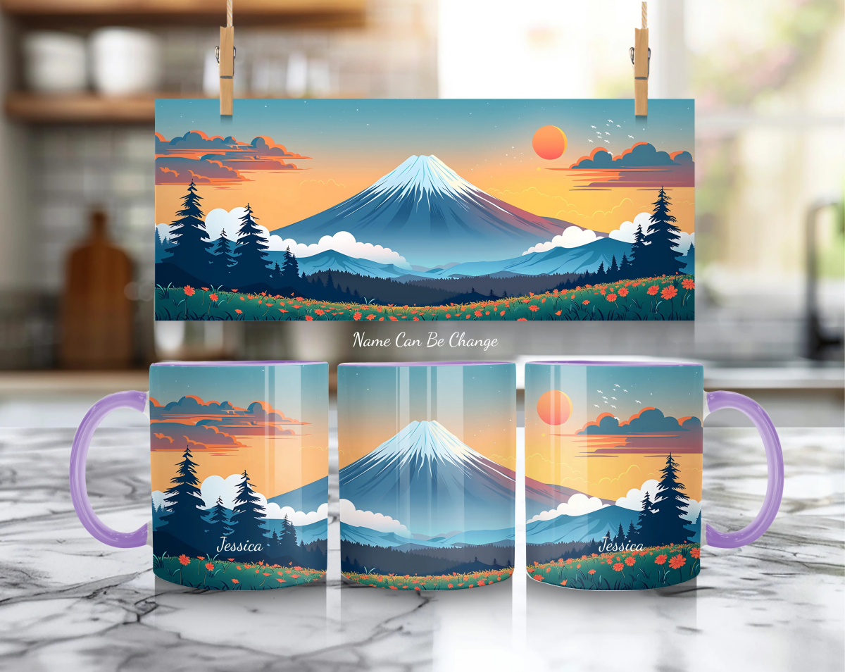 Personalized Mount Fuji Mug – Japan 'Land of the Rising Sun' Art - MOMIMA