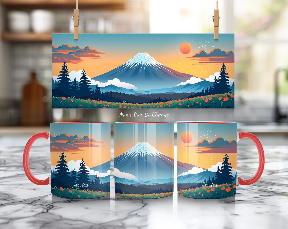 Personalized Mount Fuji Mug – Japan 'Land of the Rising Sun' Art - MOMIMA