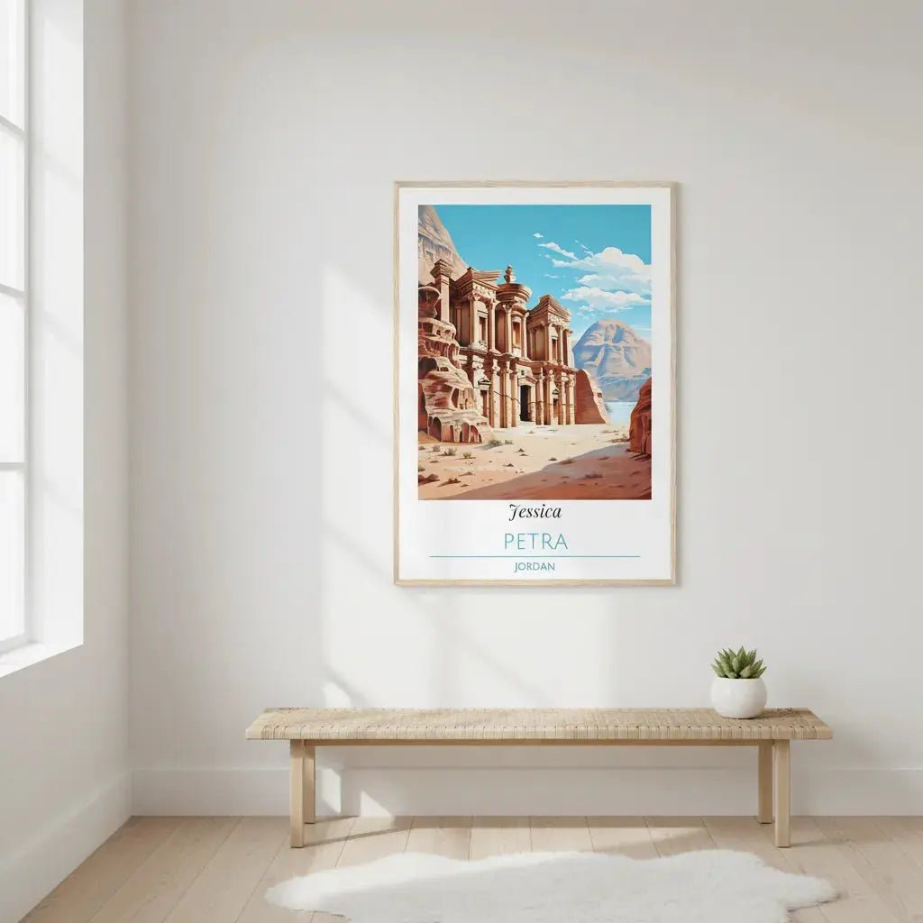 Personalized Petra Jordan Poster - Custom Name Ancient City Wall Art - MOMIMA