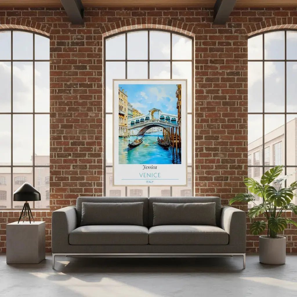 Personalized Venice Italy Poster - Romantic Custom Name Gondola Wall Art - MOMIMA