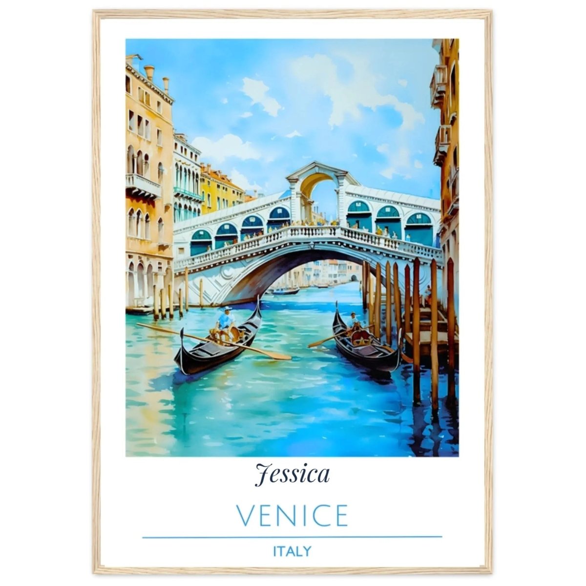Personalized Venice Italy Poster - Romantic Custom Name Gondola Wall Art - MOMIMA
