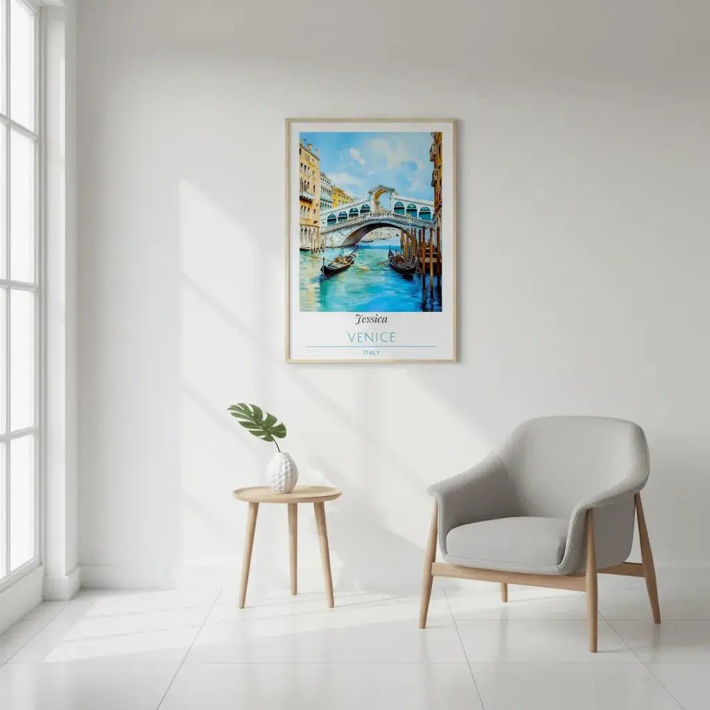 Personalized Venice Italy Poster - Romantic Custom Name Gondola Wall Art - MOMIMA