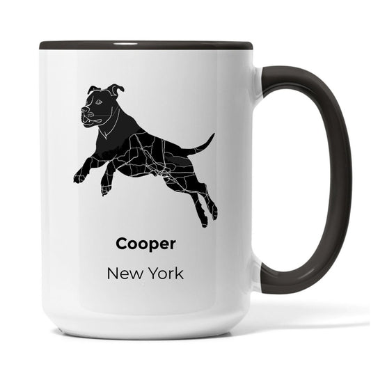Pitbull Custom Map Art Mug - "Don't Bully My Breed" Personalized Gift - MOMIMA