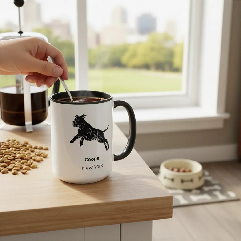 Pitbull Custom Map Art Mug - "Don't Bully My Breed" Personalized Gift - MOMIMA