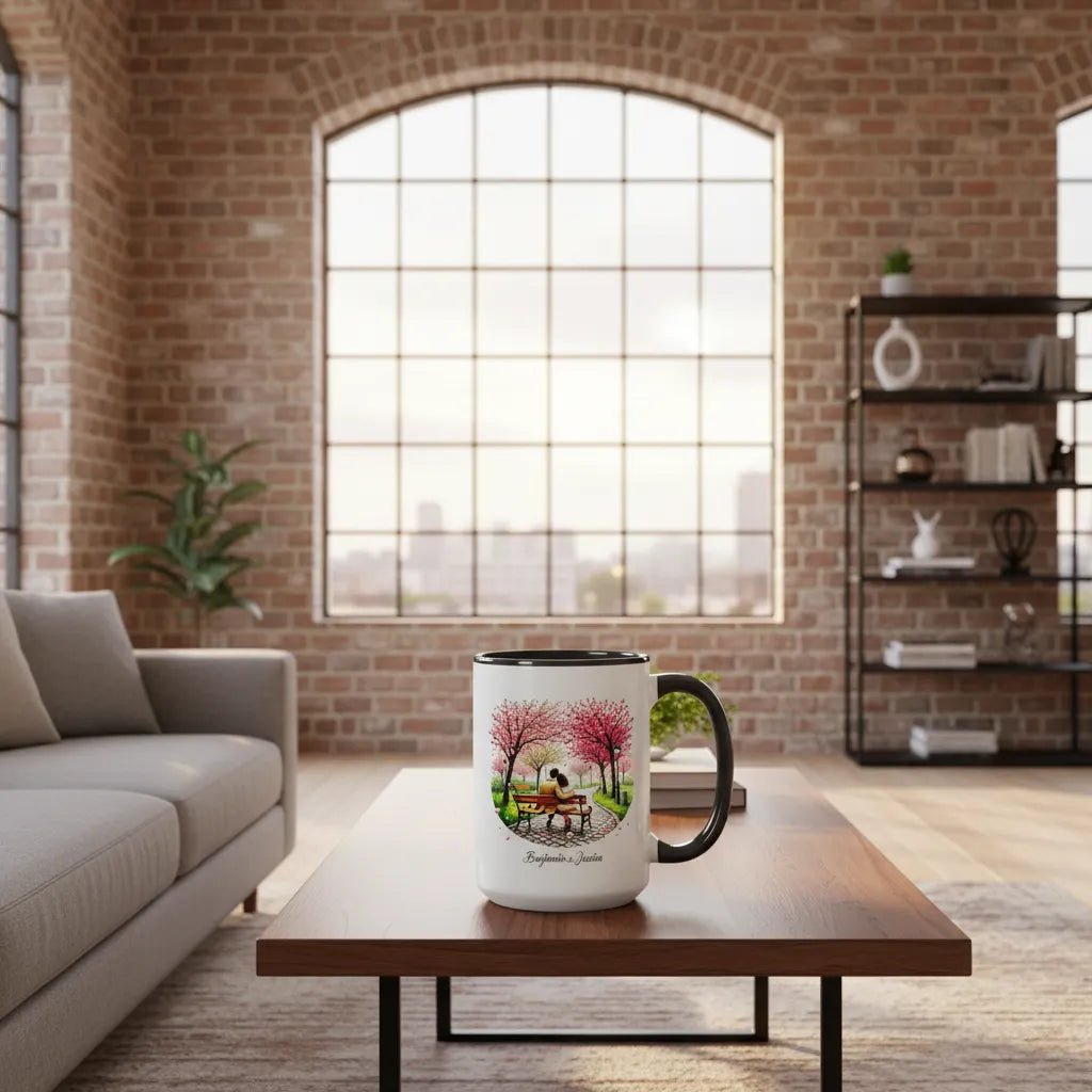 "Springtime in Paris" Custom Couple Mug - Cherry Blossoms & Iconic View - MOMIMA