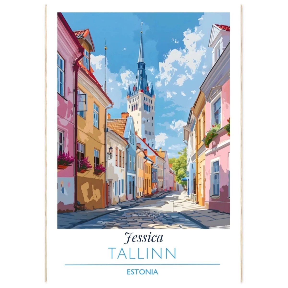 Tallinn Estonia Travel Poster - Personalized Custom Name Print - Old Town Street Art  - Estonian Gift - MOMIMA