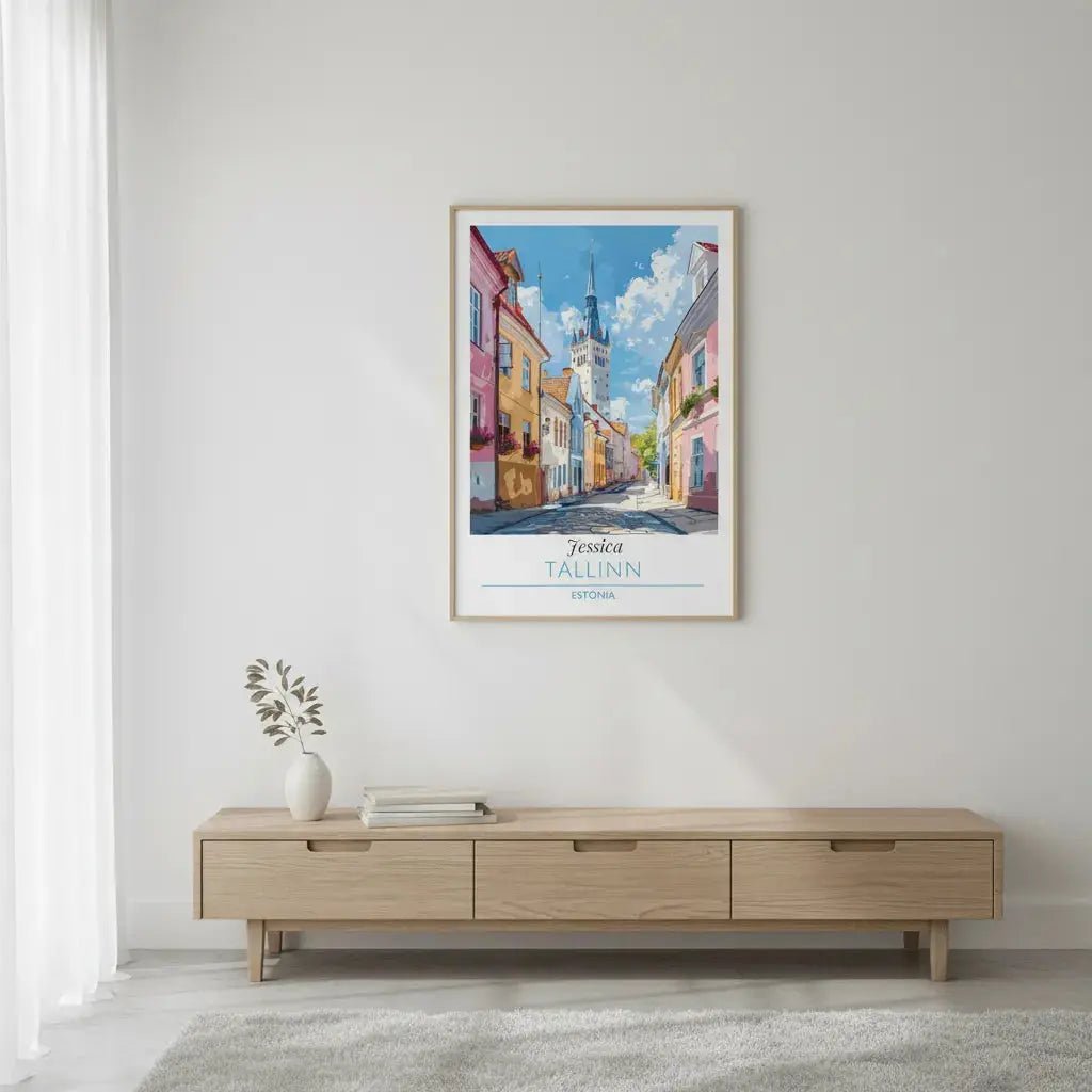 Tallinn Estonia Travel Poster - Personalized Custom Name Print - Old Town Street Art  - Estonian Gift - MOMIMA